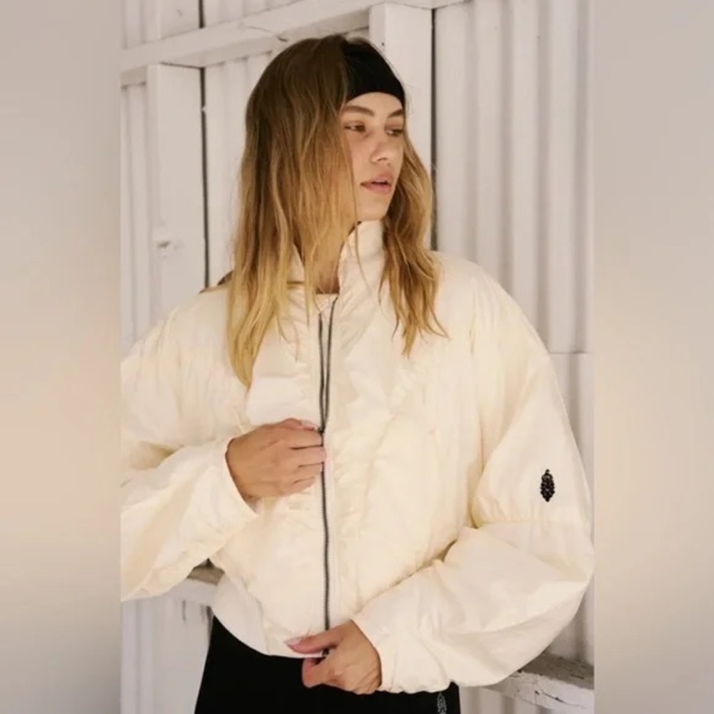 New Free People Glitz Blitz Cropped Puffer Bomber Jacket